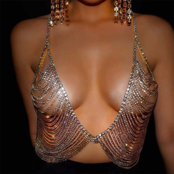 CaliShadow Jewelry - Crystal Chest Bra lingerie Women Rhinestone Underwear Bikini Body Jewelry